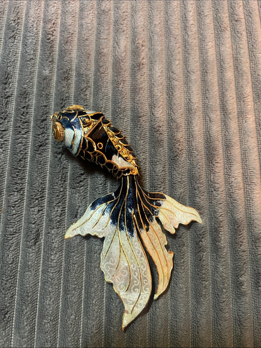 Vintage Gold & Navy Decorative Koi Fish Pendant